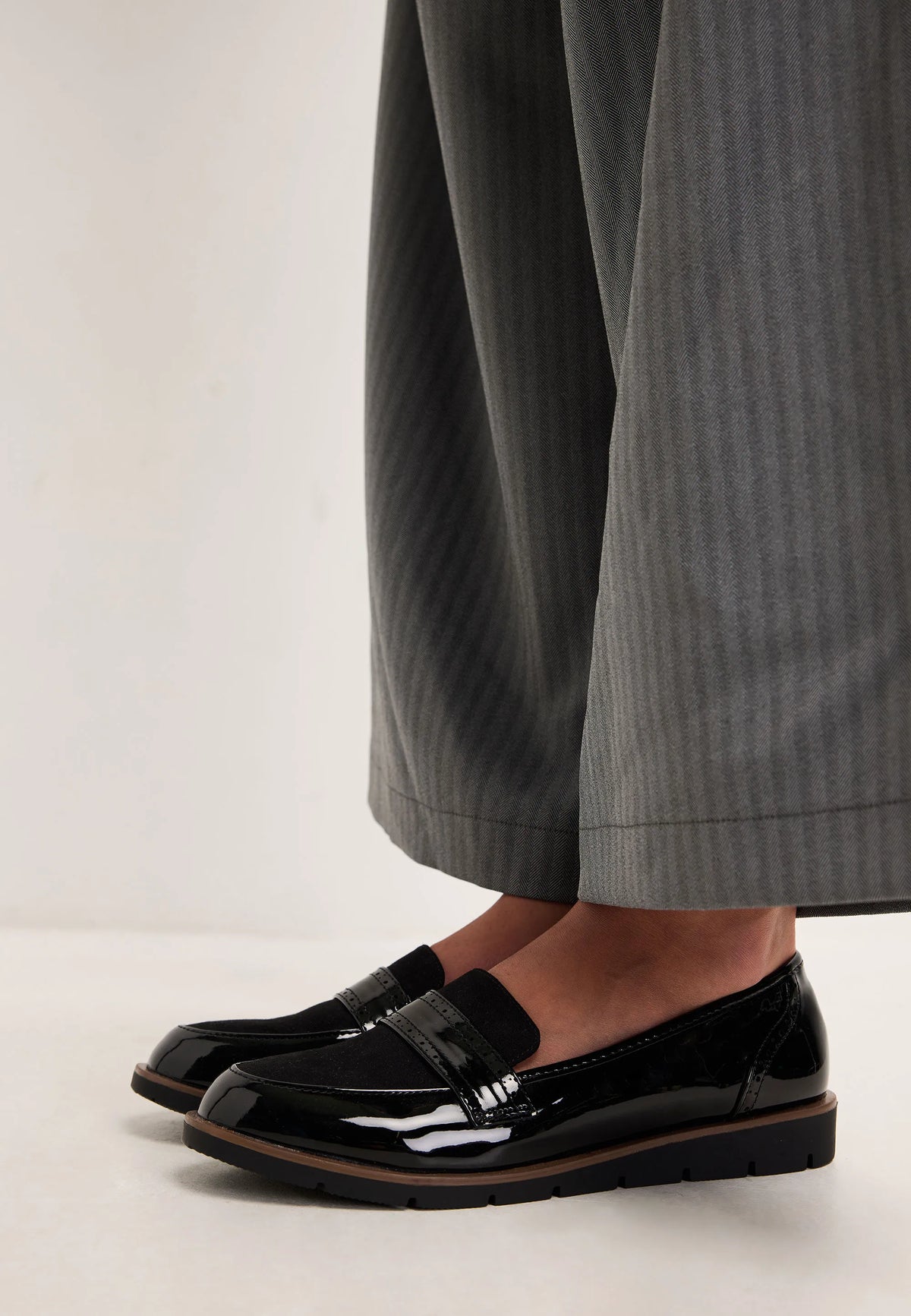 Womens Black Comfort Wedge Loafers