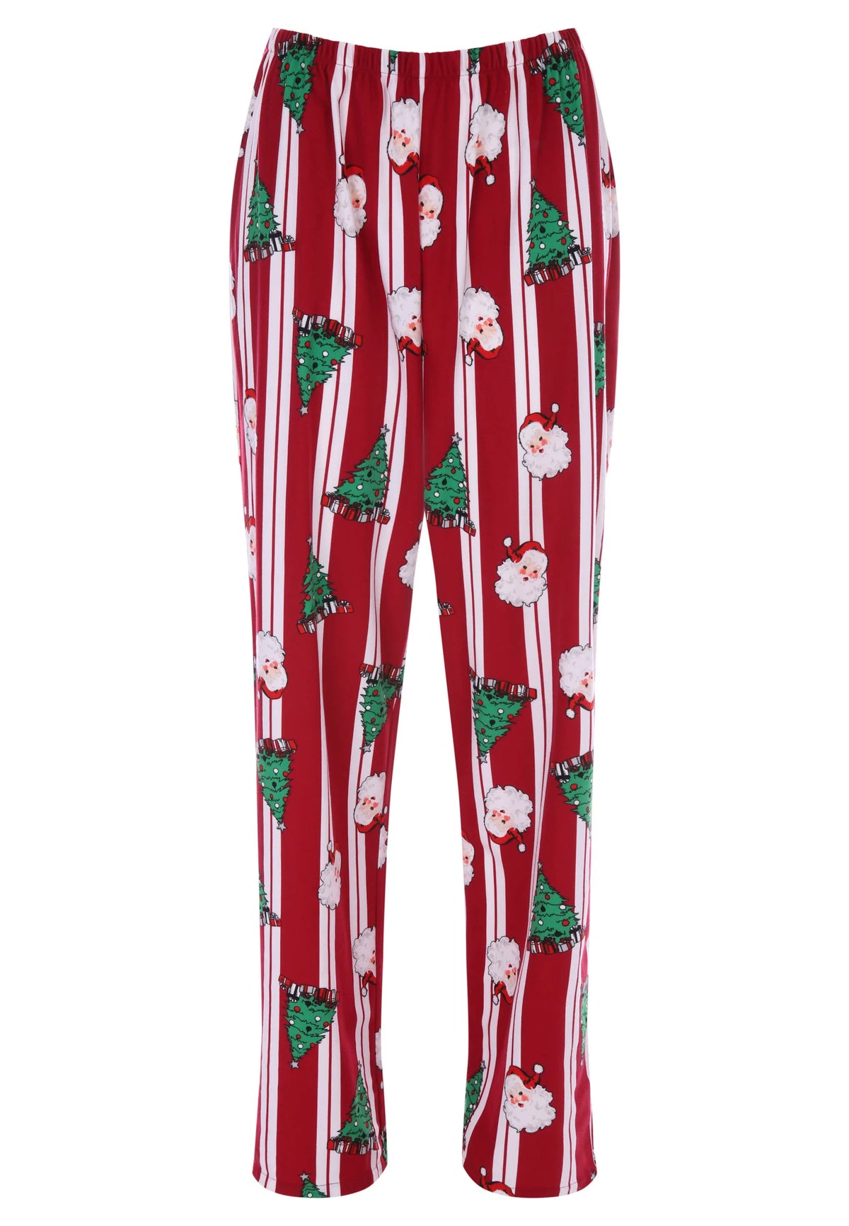 Womens Red & White Stripe Santa Print Family Pyjama Set