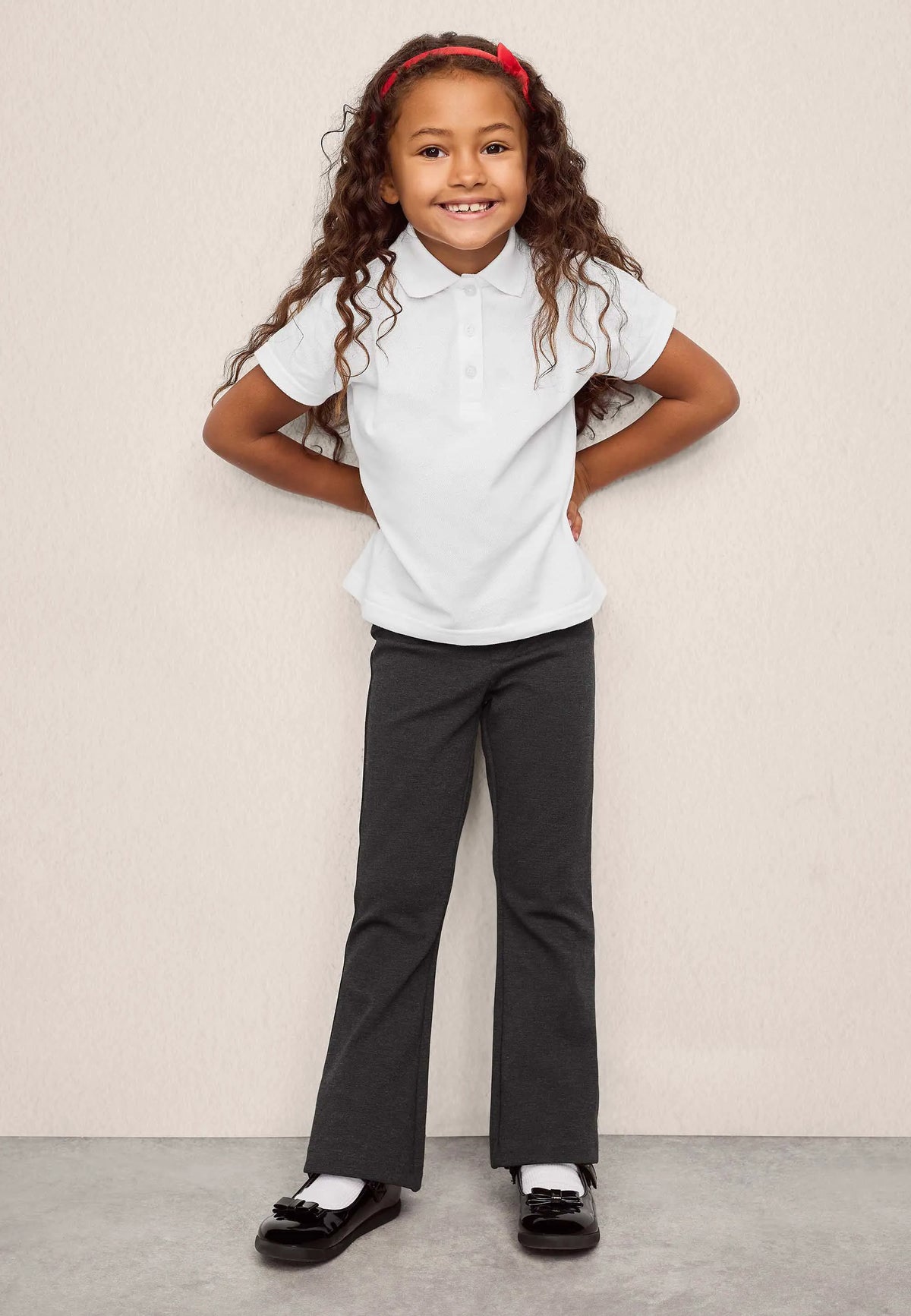 Girls Charcoal Grey Ponte School Bootcut Trousers