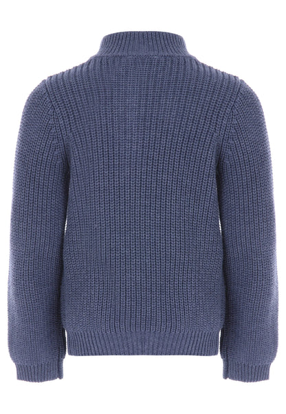Younger Boys Blue Quarter Zip Cable Jumper
