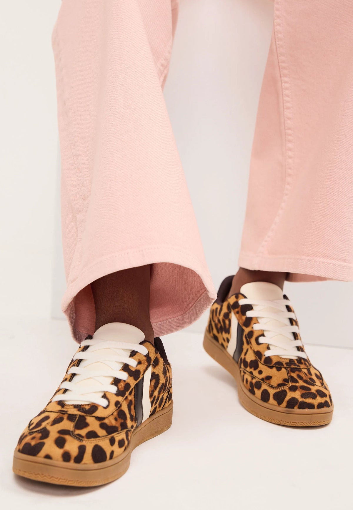 Womens Brown Leopard Print Retro Trainers