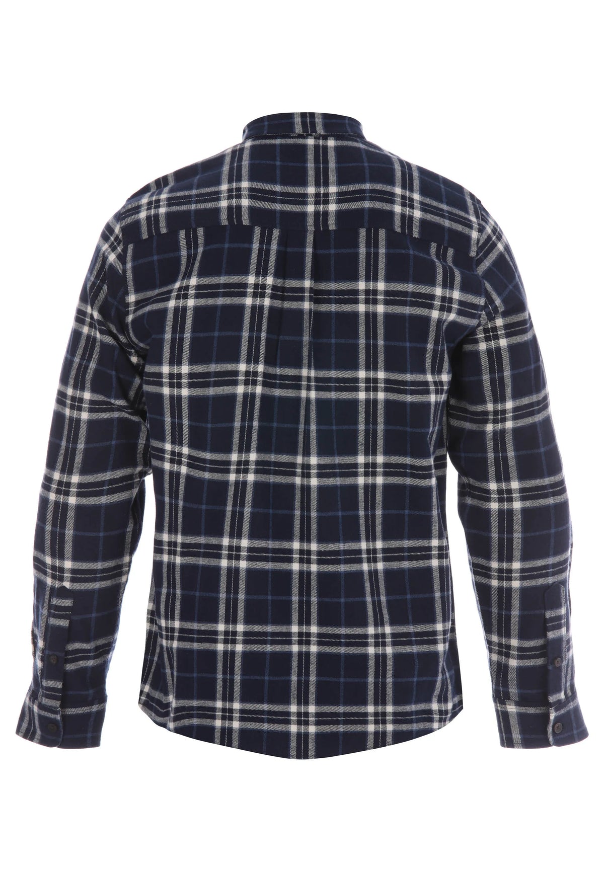 Mens Navy Flannel Check Long Sleeve Shirt
