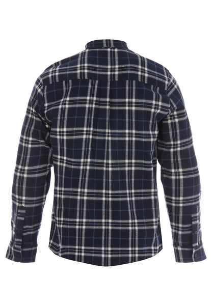 Mens Navy Flannel Check Long Sleeve Shirt