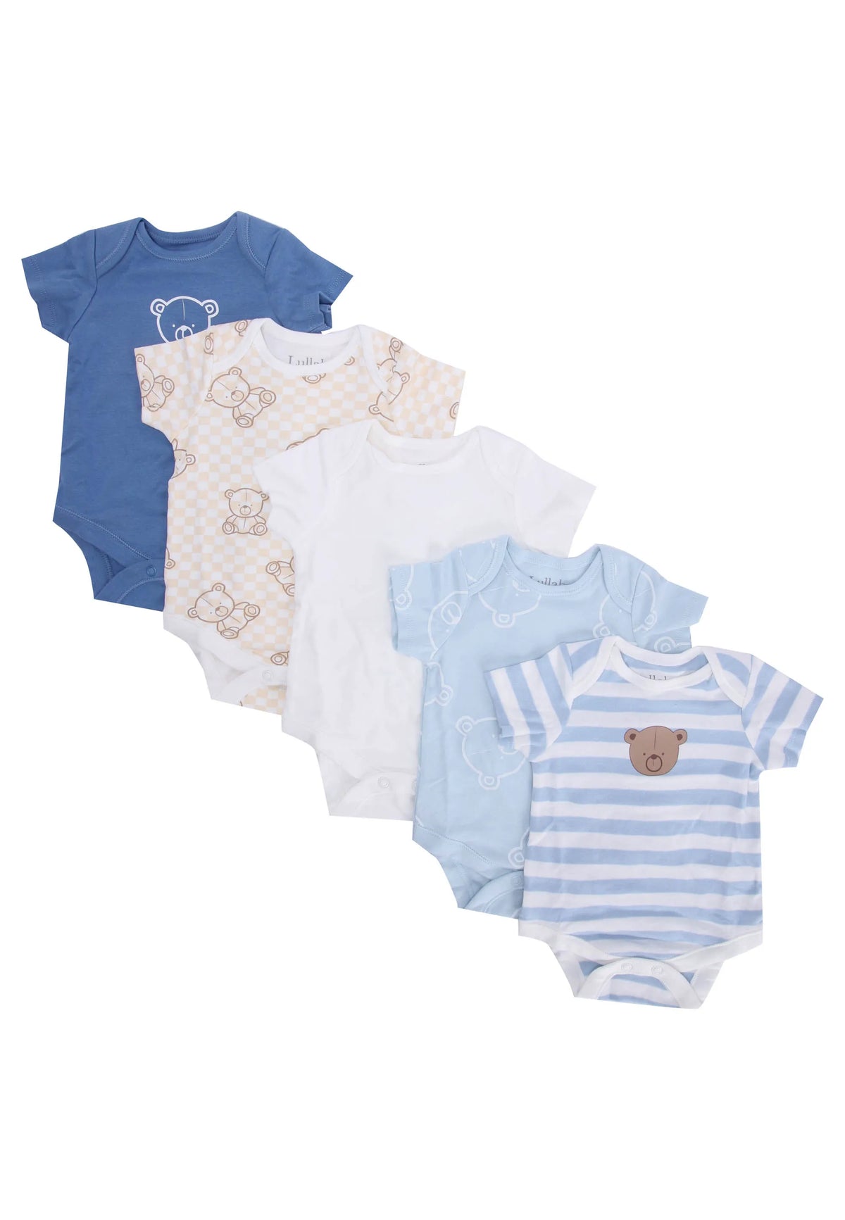 Baby Boys 5pk Blue Bear Print Bodysuits