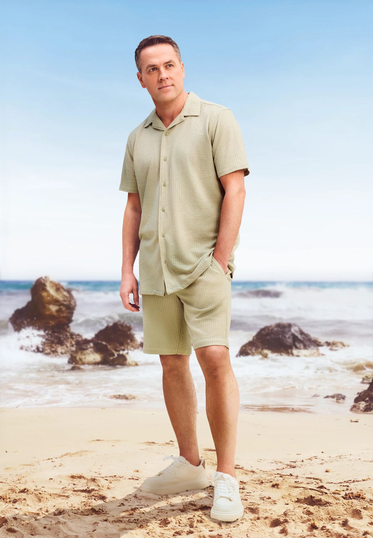 Mens Sage Textured Jersey Shirt