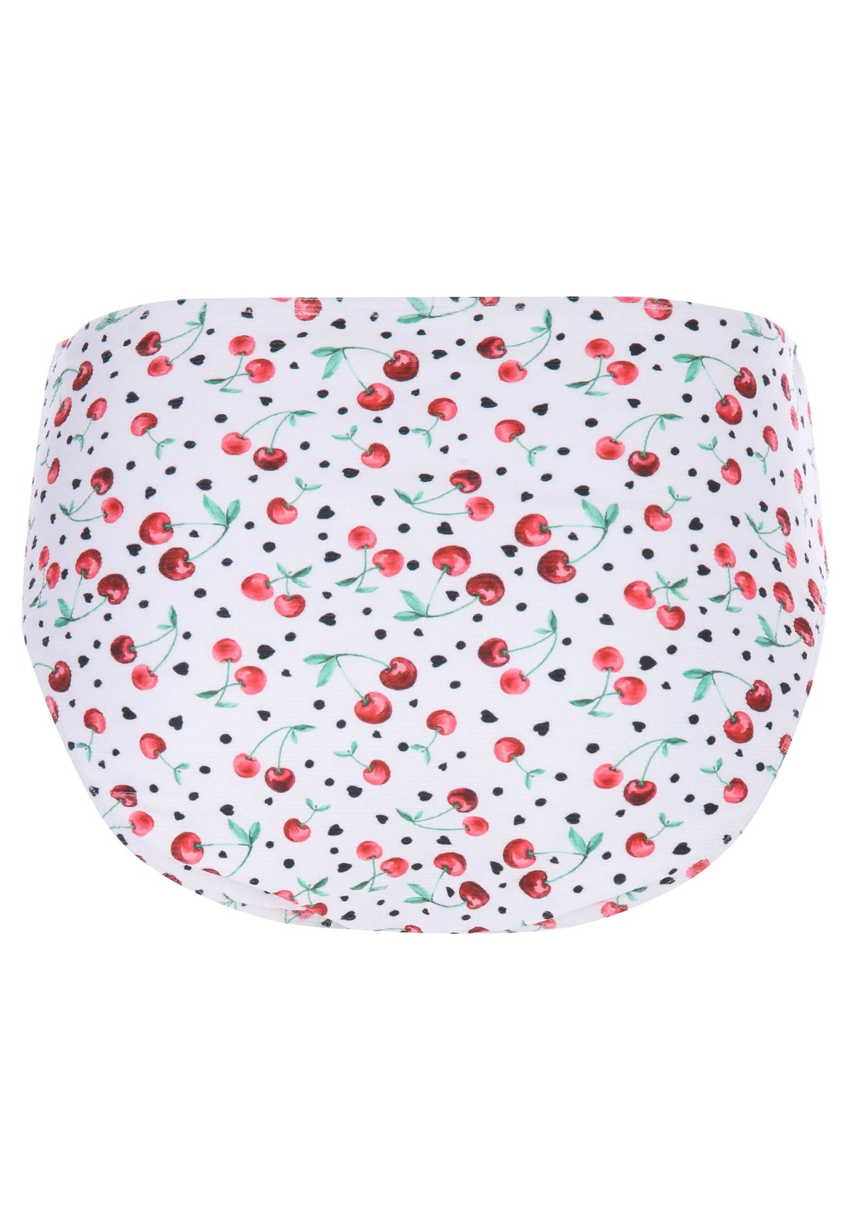 Womens White Cherry Print High Waist Bikini Briefs
