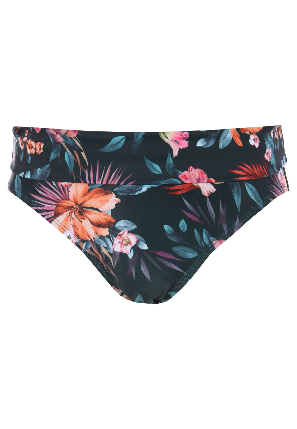 Womens Khaki Floral Print Midi Bikini Bottoms