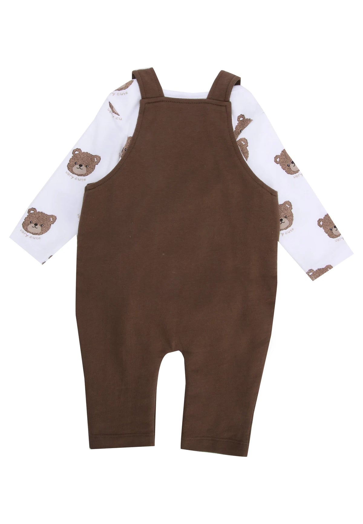 Baby Boys Brown Bear Dungarees & Bodysuit Set