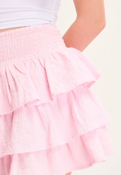Older Girls Pink Cotton Ra-Ra Skirt