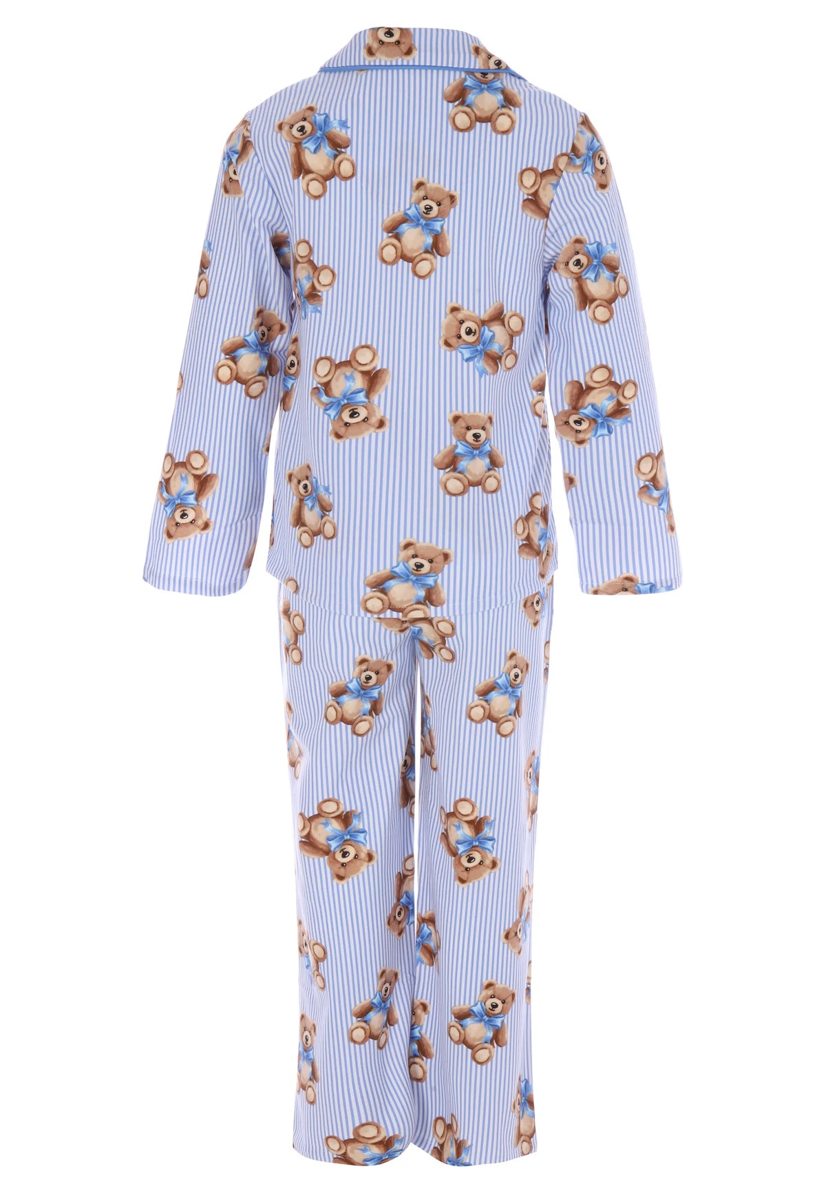 Unisex Kids Blue Stripe Bear Print Family Pyjama Set