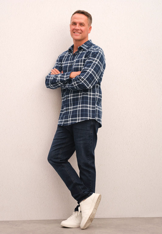 Mens Dark Blue Plain Ollie Straight Leg Jeans