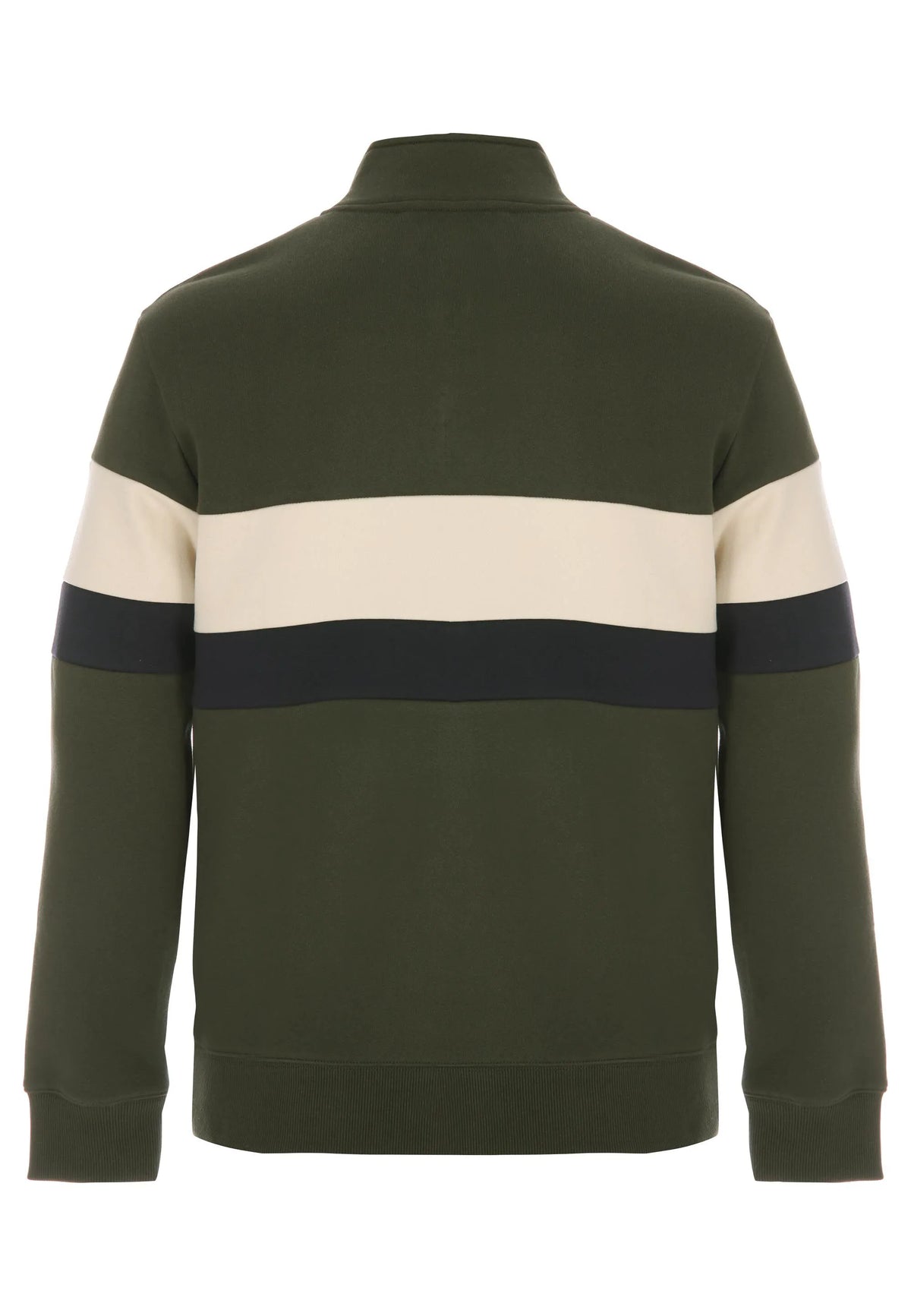 Mens Khaki Colour Block Quarter Zip Sweatshirt