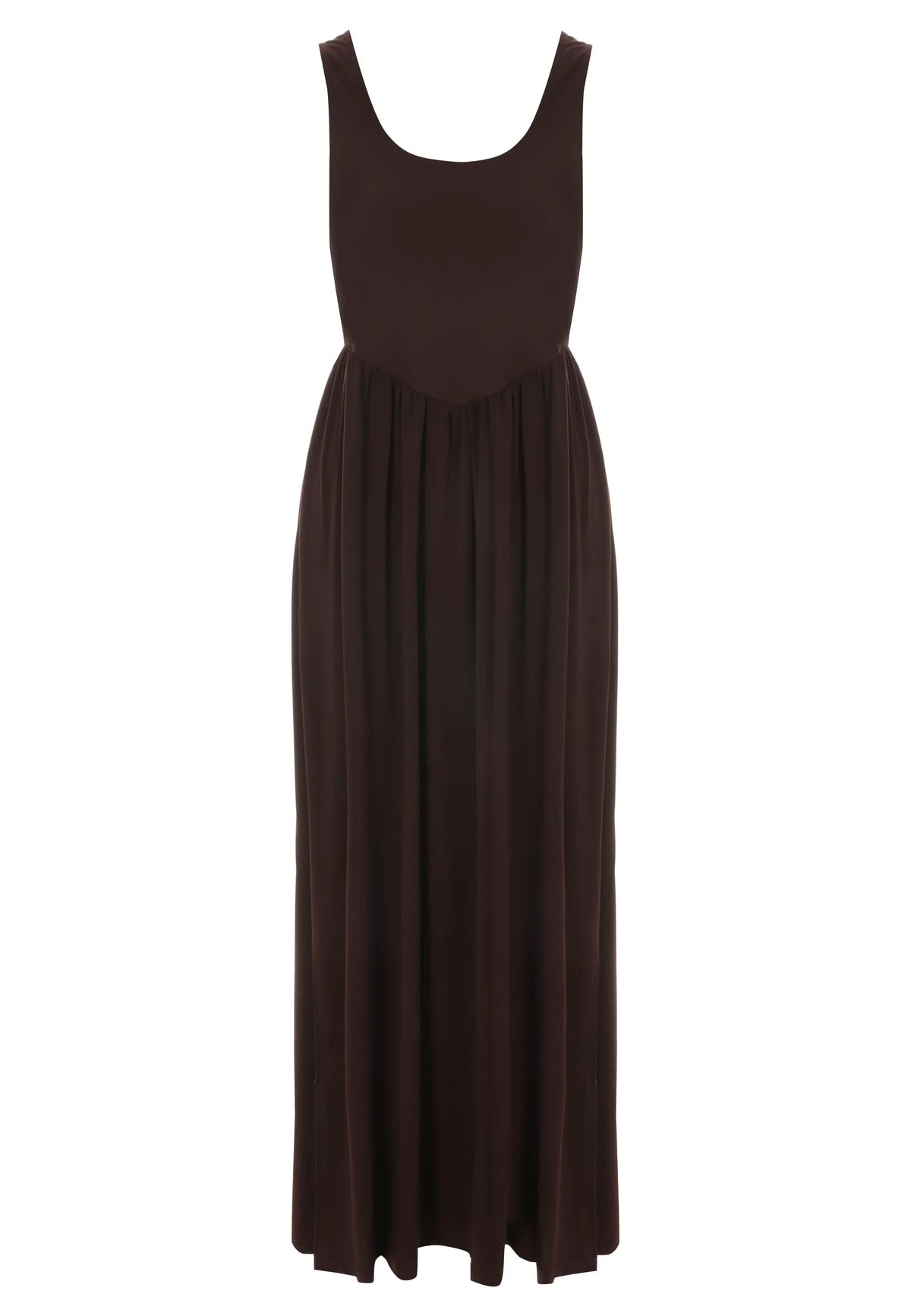 Womens Chocolate Brown Scoop Neck 2-in-1 Midi Dress