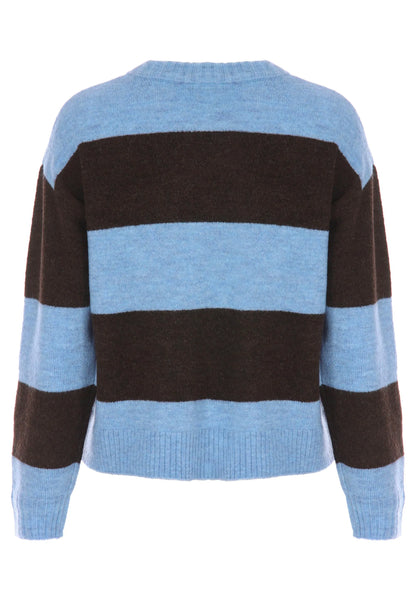 Womens Blue & Brown Stripe Jumper