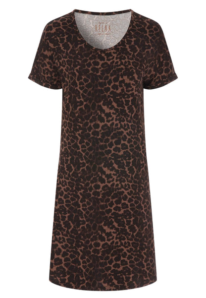 Womens Brown Leopard Print Soft Touch Nightdress