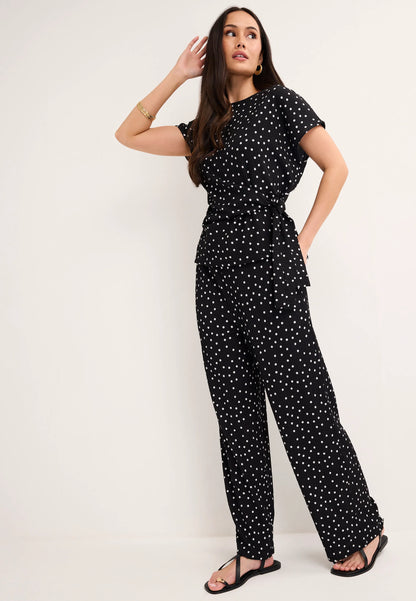 Womens Black Polka Dot Side Tie Top