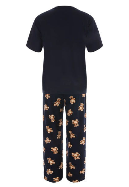 Mens Navy Bear Print Family Pyjama Set