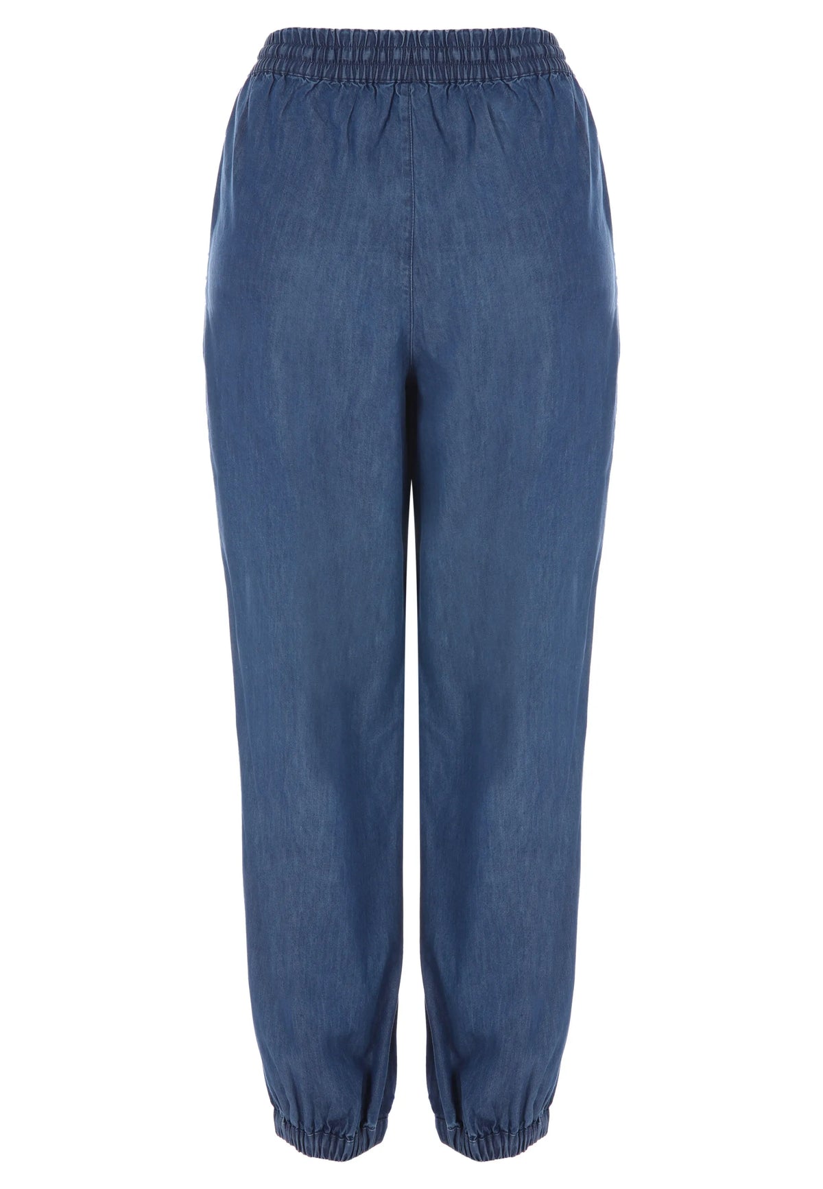 Womens Blue Denim Look Balloon Trousers
