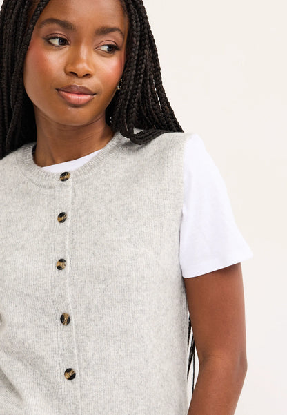 Womens Grey Knit Waistcoat Cardigan
