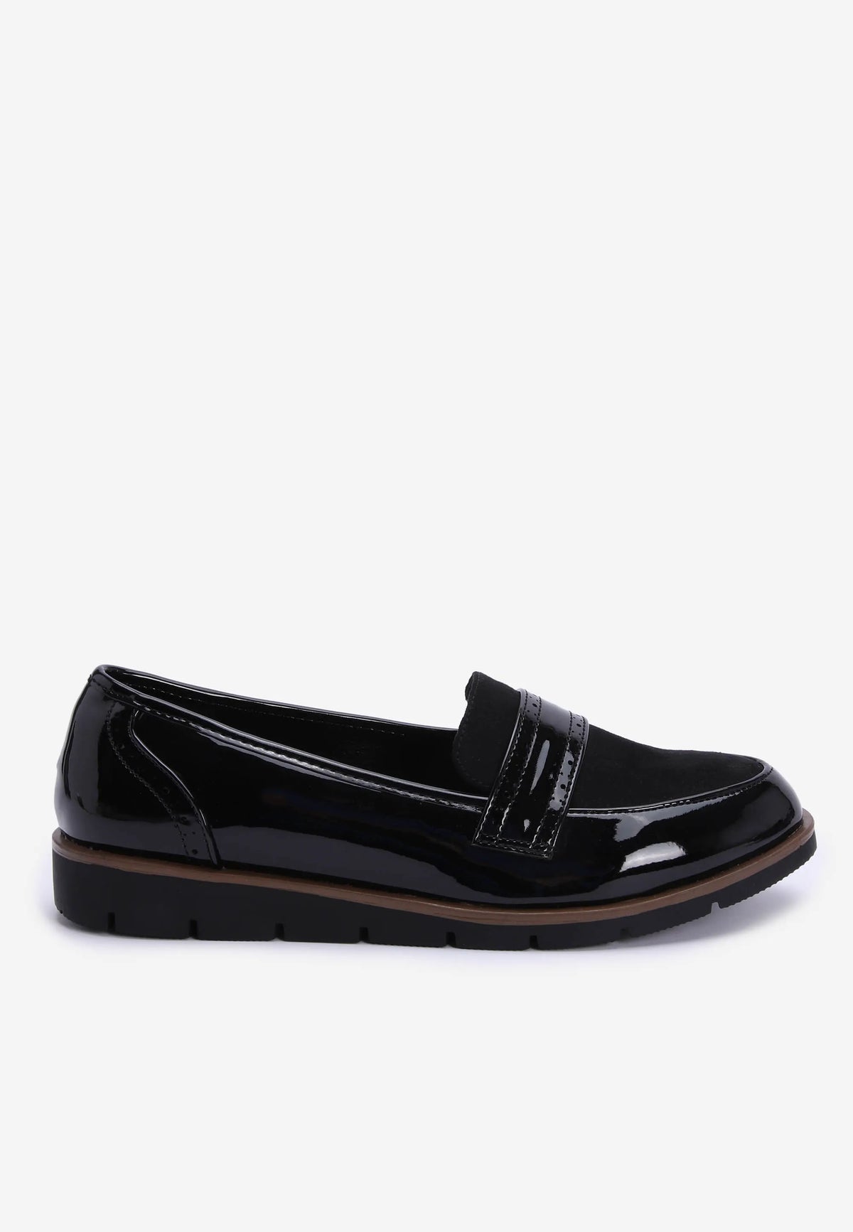 Womens Black Comfort Wedge Loafers