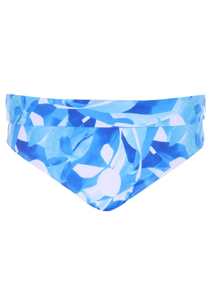Womens Blue Abstract Print Midi Bikini Bottoms