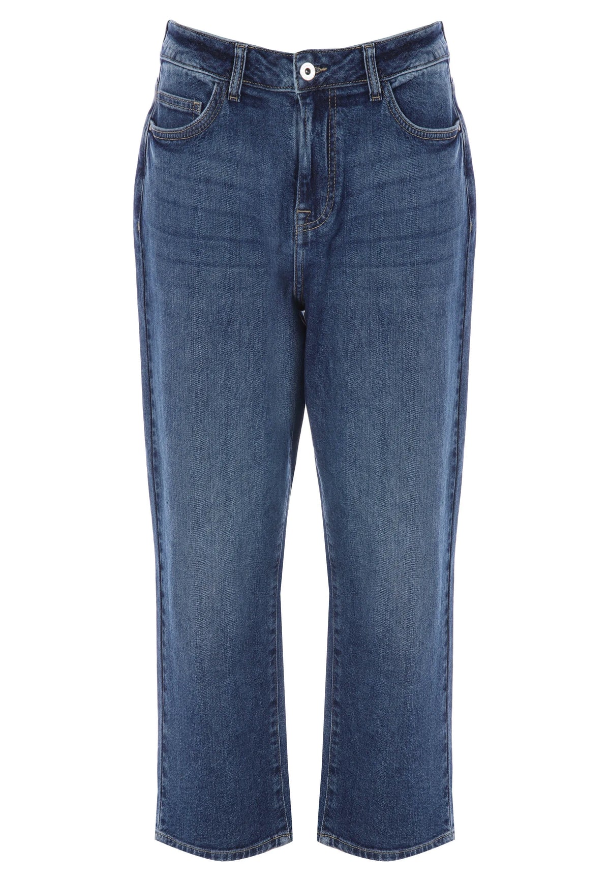Womens Mid Blue Plain Mom Jeans