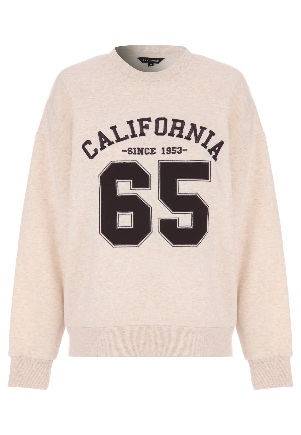 Womens Oatmeal California 65 Slogan Sweatshirt