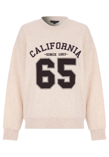 Womens Oatmeal California 65 Slogan Sweatshirt