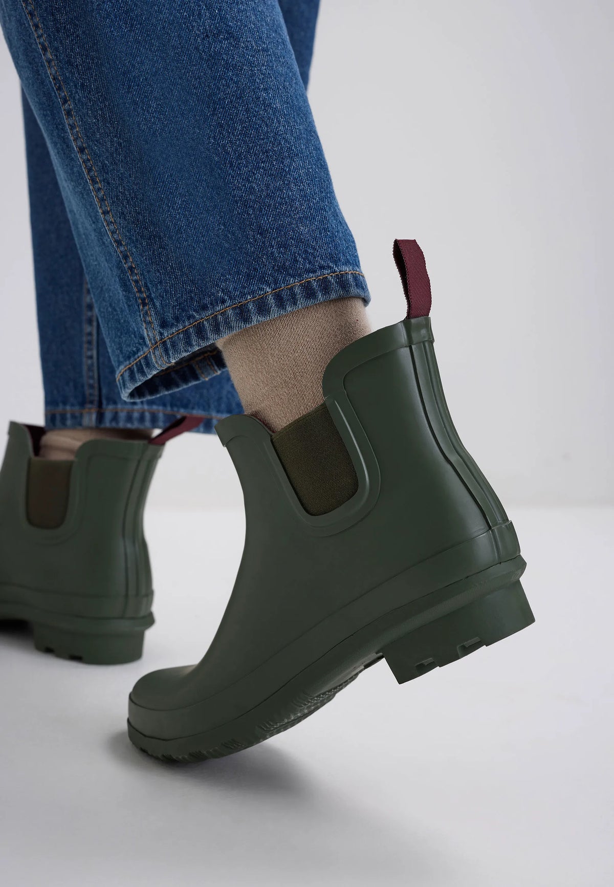 Womens Khaki Plain Short Wellie Boots
