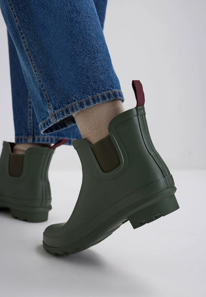 Womens Khaki Plain Short Wellie Boots