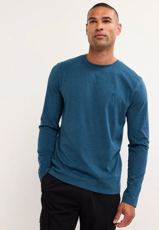 Mens Blue Cotton Long Sleeve T-Shirt