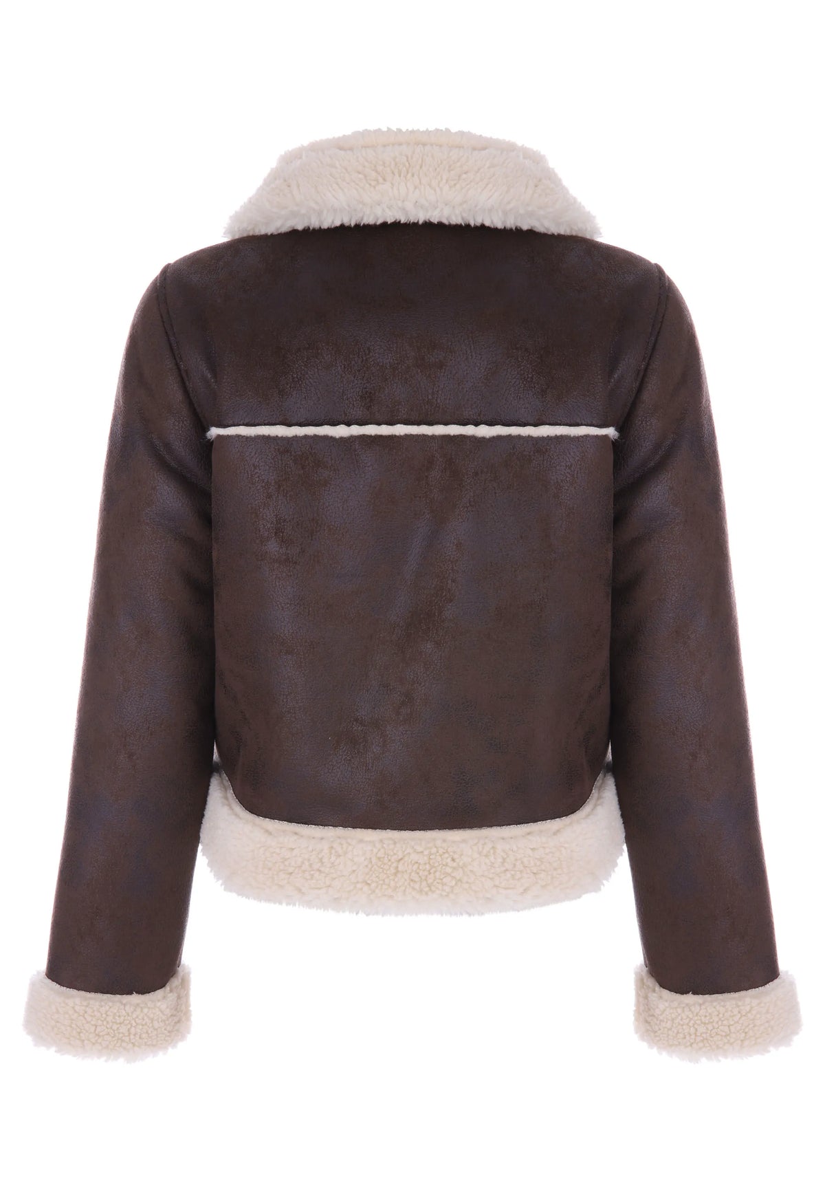 Older Girls Chocolate Brown Faux Shearling Jacket