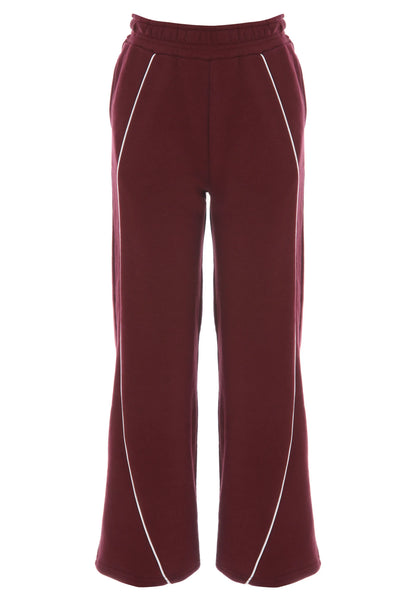 Older Girls Burgundy Piped Wide Leg Joggers