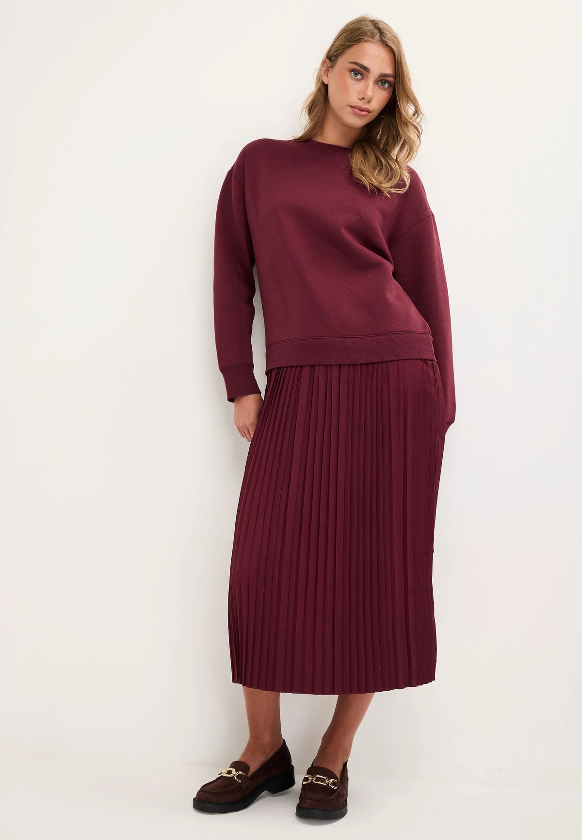 Womens Burgundy 2 in 1 Sweatshirt Dress