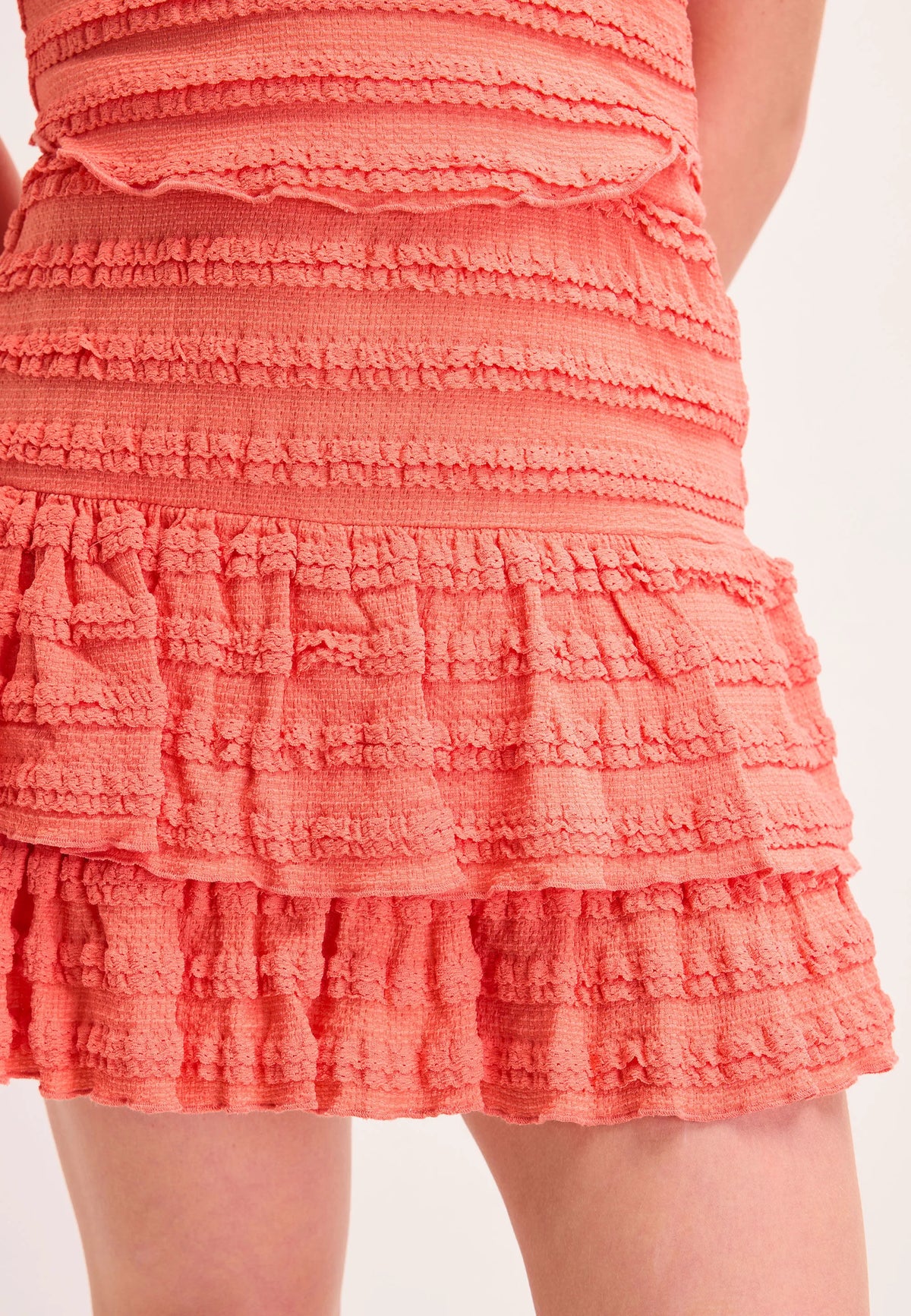 Older Girls Coral Textured Ra-Ra Skirt