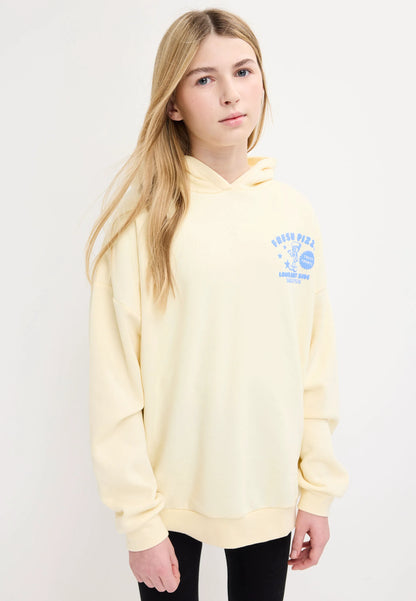Older Girls Yellow Pizza Graphic Oversized Hoody