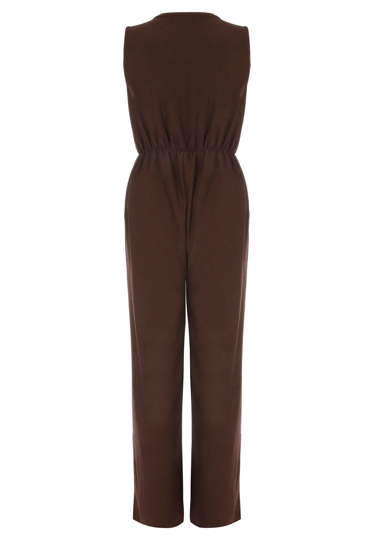 Womens Chocolate Brown V-Neck Jumpsuit