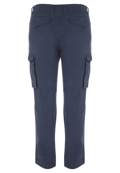 Mens Dark Blue Cargo Straight Leg Trousers