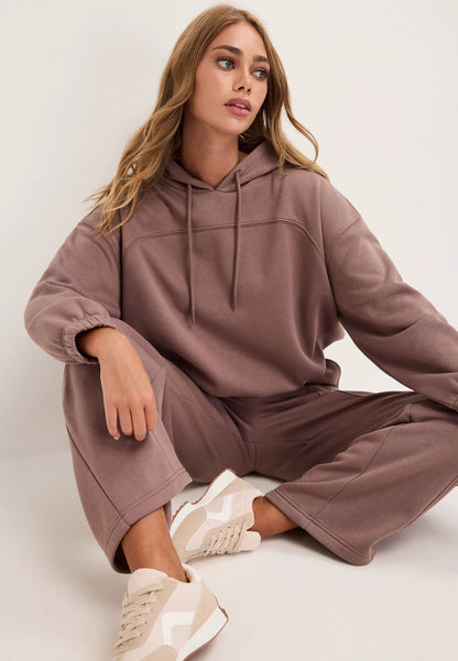 Womens Mocha Bubble Hem Hoodie