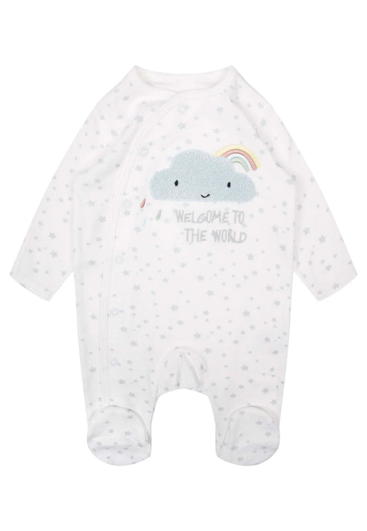 Baby Unisex White Cotton Rainbow Sleepsuit