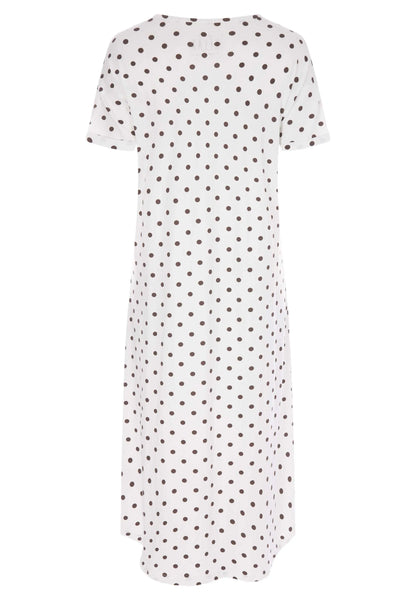 Womens Cream Polka Dot Long Nightdress