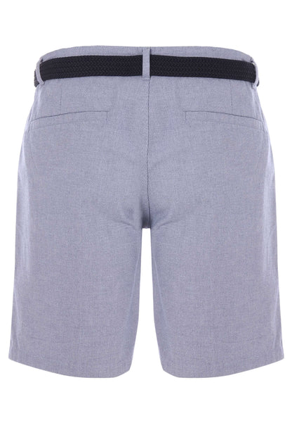 Mens Blue Stripe Cotton Blend Shorts with Belt