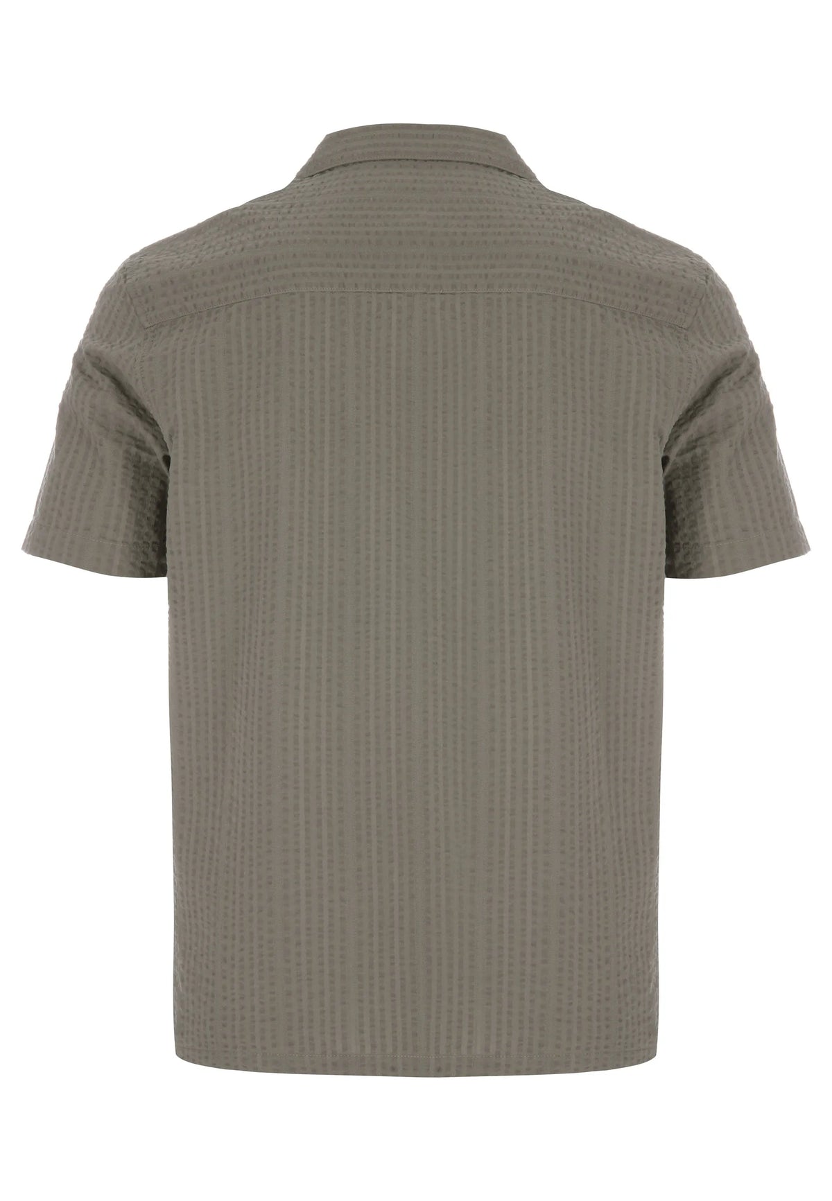Mens Khaki Seersucker Stripe Cotton Shirt