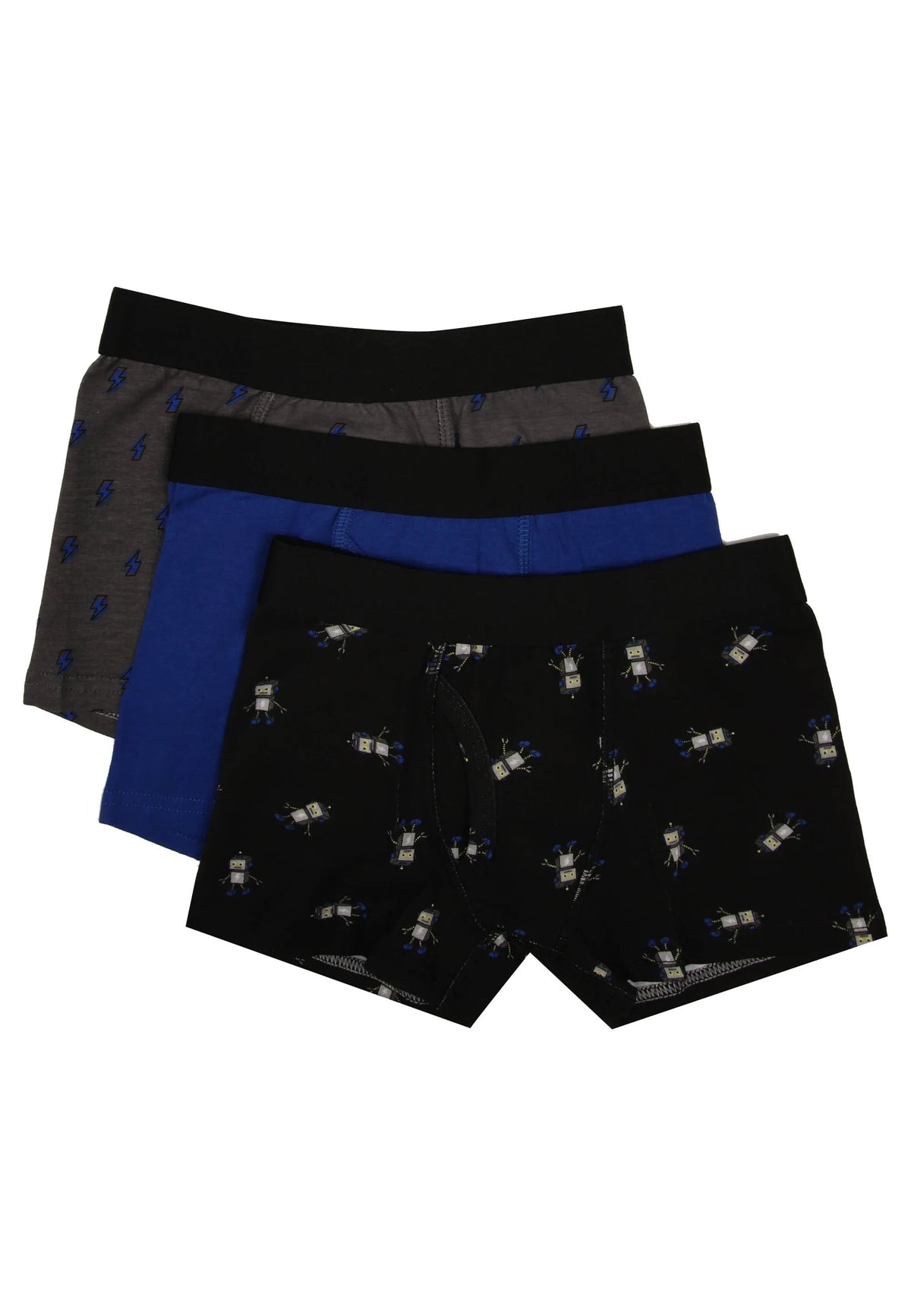Younger Boys 3pk Blue Robot Trunks