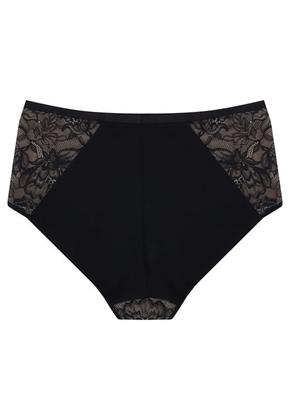 Womens Black Lace Seamless Control Briefs