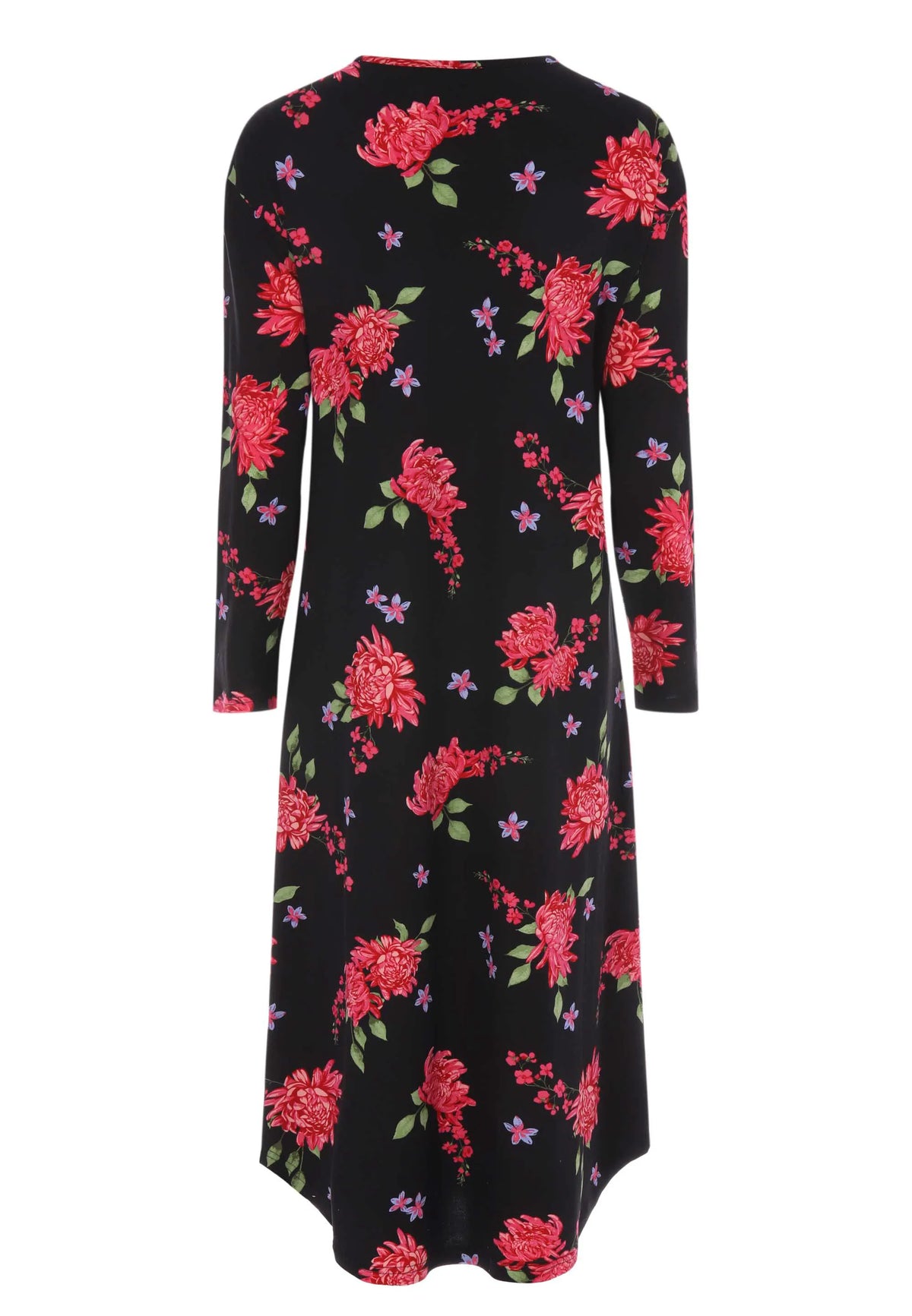 Womens Black Floral Long Nightdress