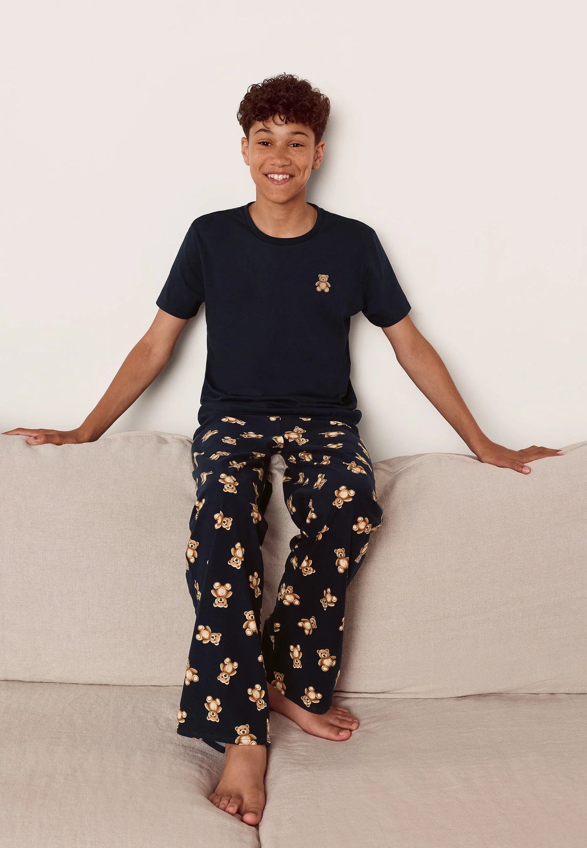Boys Navy Bear Print Family Pyjama Set