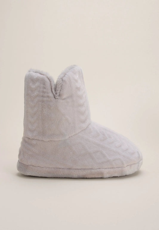 Womens Grey Fairisle Slipper Boots