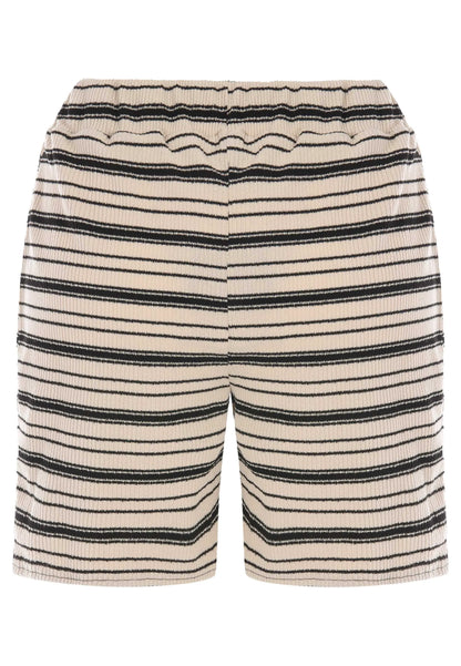 Womens Cream Stripe Textured Shorts