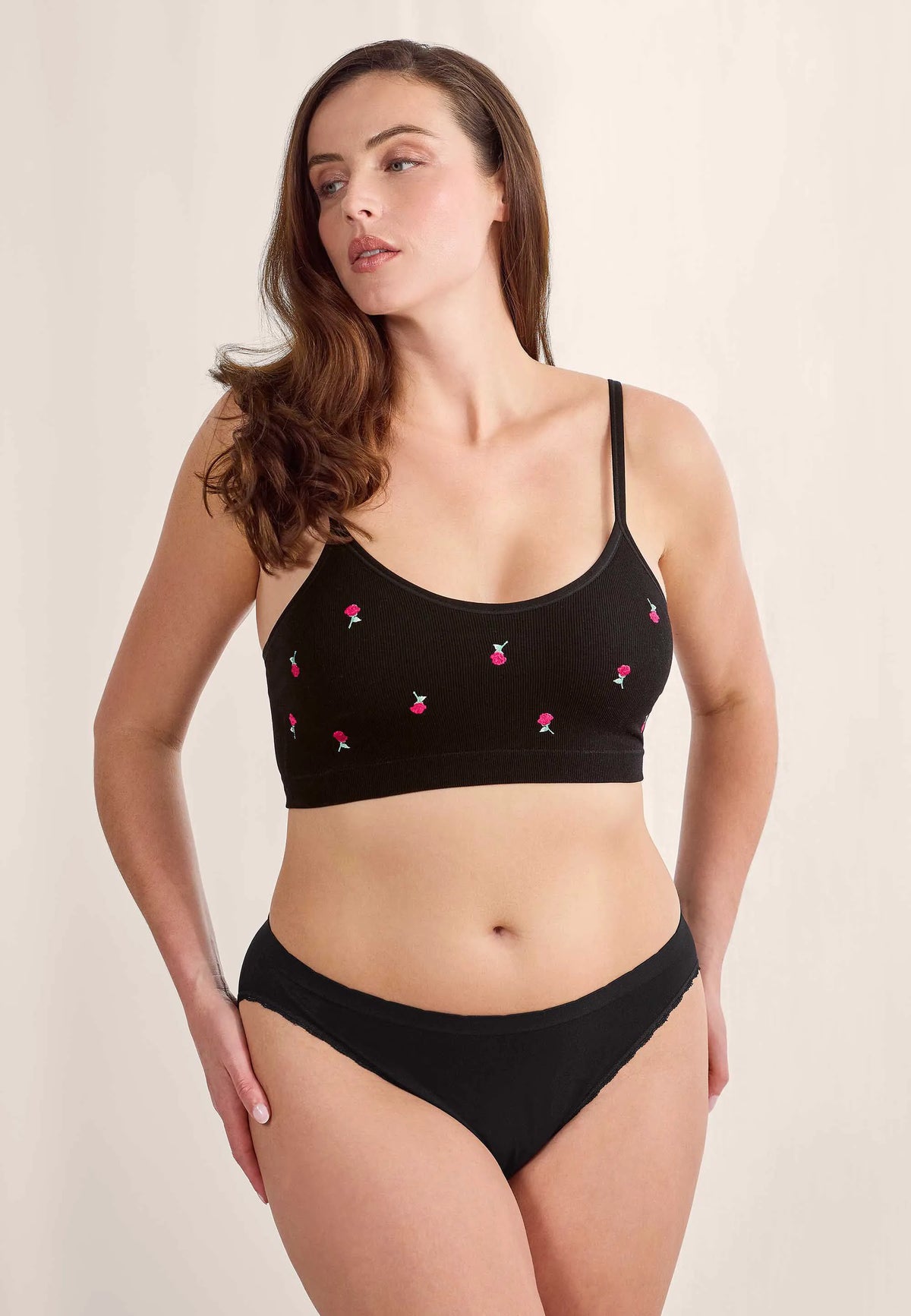 Womens Black Rose Seamless Comfort Bra